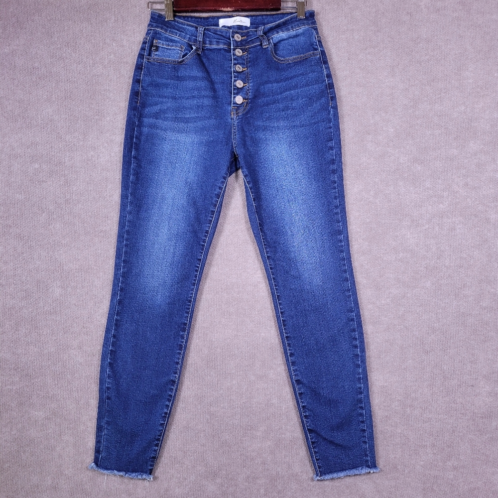 KANCAN Jeans Womens 9/28 High Rise Button Fly Skinny Classic Blue Denim Jeans